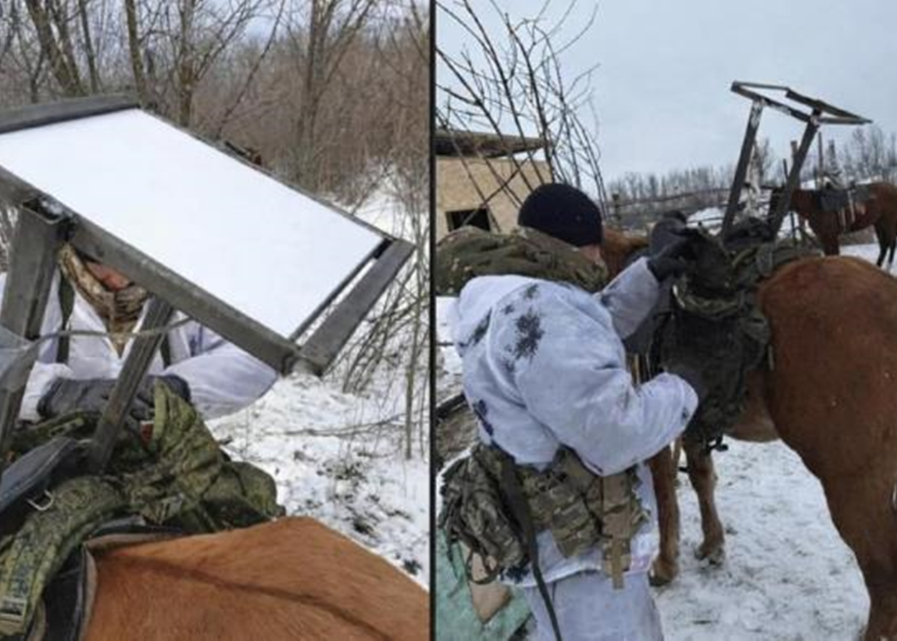 Російські військові причепили Starlink до коня