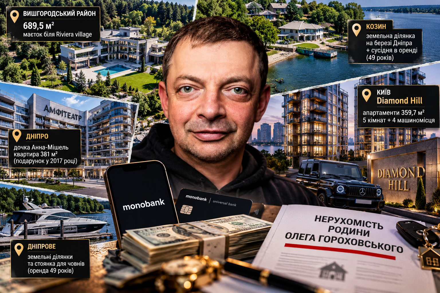 «Податки напоказ, а палаци на дружину»: розкішне життя співвласника Monobank Олега Гороховського поза реєстрами