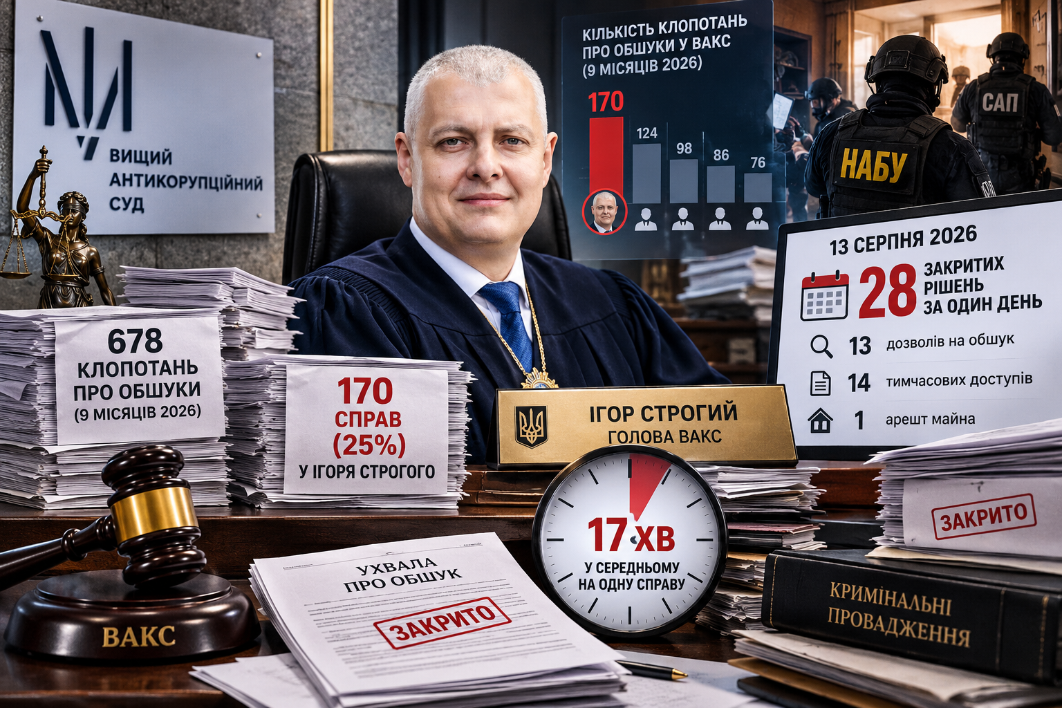 Ігор Строгий — «суддя обшуків»: чому кожне четверте клопотання у ВАКС проходить через головуючого та в якому темпі приймаються рішення