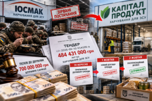 Рецидив під новою вивіскою: скандальний «ЮСМАК» через фірму-одноденку «Капітал Продукт» проривається до півмільярдного тендеру на харчування ЗСУ